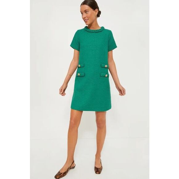 Tuckernuck Dress Size Large Emerald Green Jackie Tweed Shift Business Career - Picture 1 of 6